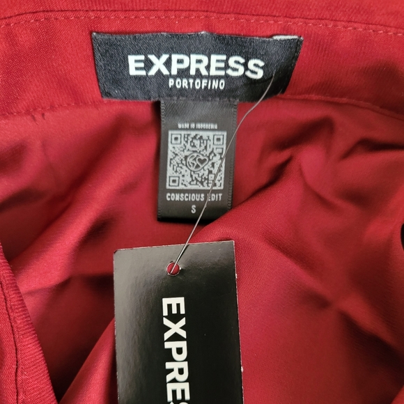 Express Portofino Wine Button Down Tie Front Shirt, Size S - Picture 4 of 5